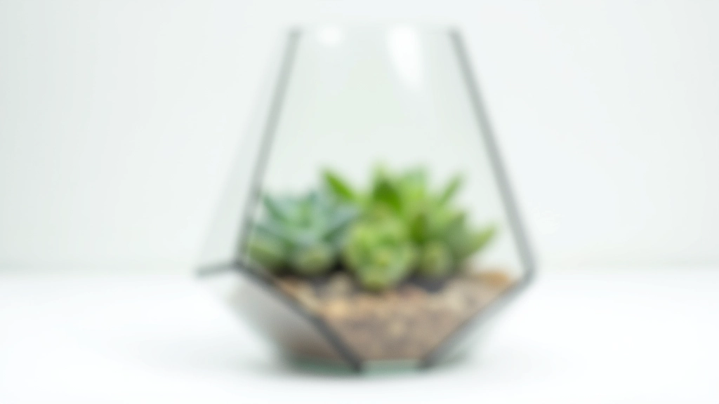 Custom terrarium with succulents in geometric glass vessel
